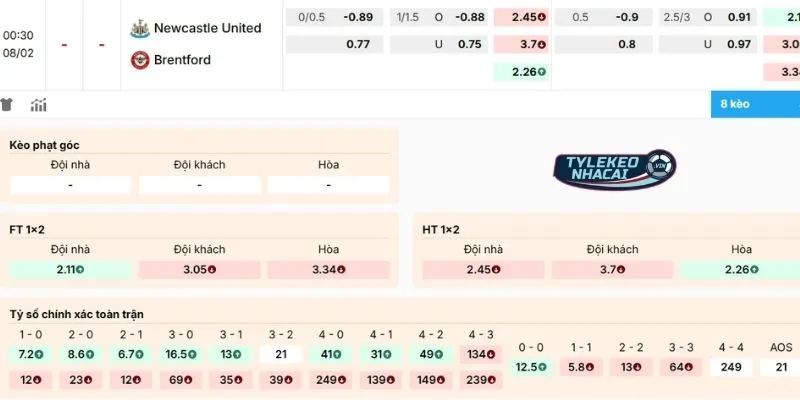Soi kèo trận đấu Newcastle đối đầu Brentford