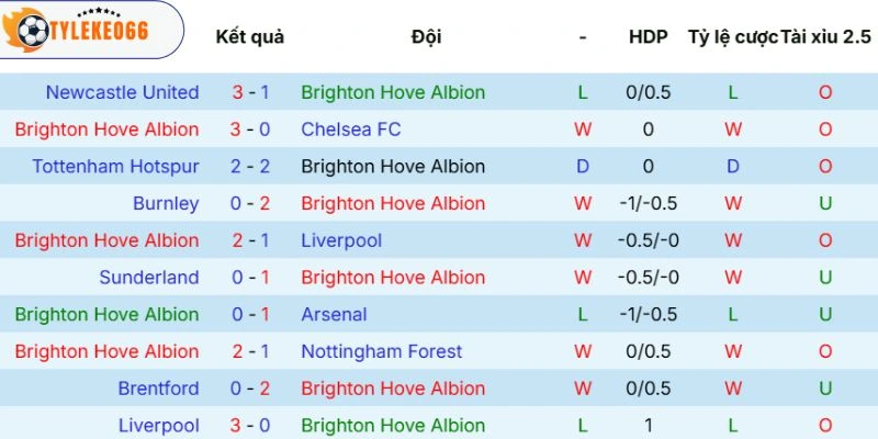 Chuỗi phong độ Brighton