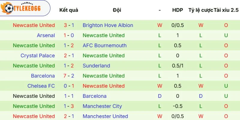 Màn thể hiện của Newcastle United